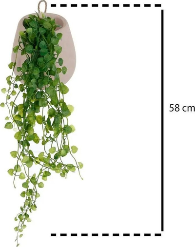 Bimë artificiale dredhkë Atmosphera, vazo varëse, gri
