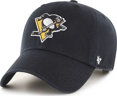Kapele bejsbolli 47 Brand NHL Pittsburgh Penguins Clean Up, e rregullueshme, me logo të qëndisur, e zezë