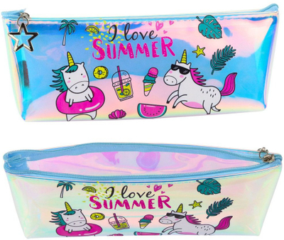 Penale Girl's School Holographic Summer Unicorns, 20x8cm, transparente me unikornë, shumëngjyrëshe