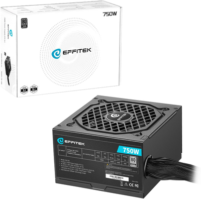 Напојување EFFITEK 750W Silver, ATX 3.1, PCIe 5.1, сребрено
