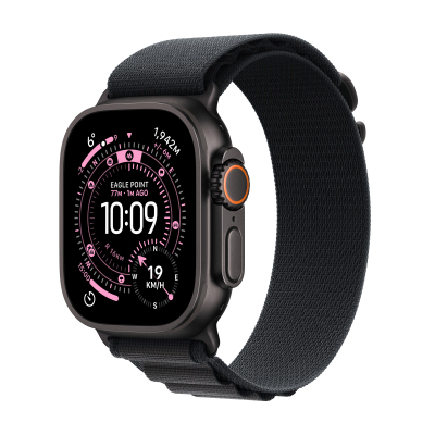 Apple Watch Ultra 3 Cellular 49mm Black Titanium Case with Black Alpine Loop, Medium