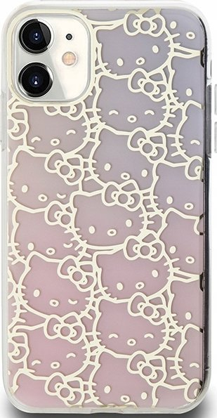 Mbulesë telefoni Hello Kitty IML Gradient Crowded Kitty Head për iPhone 11 XR, TPU, rozë blu