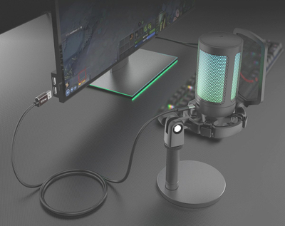 Микрофон кондензатор Fifine A6 Studio AmpliGame, USB, RGB, црн
