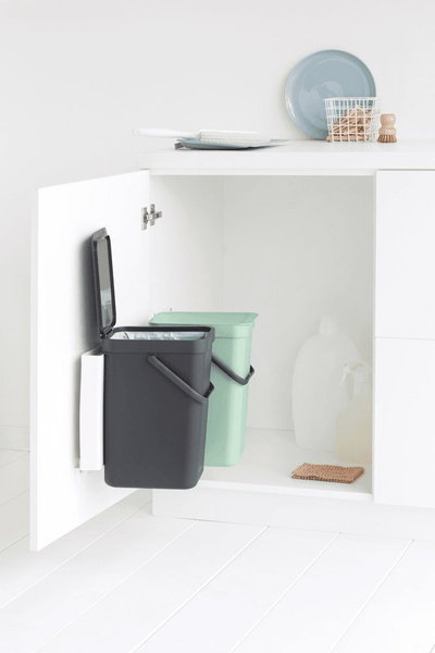 Kosh kuzhine i brendshëm Brabantia Sort &amp; Go, 2 x 12L, set riciklimi, jeshil xhade edhe gri