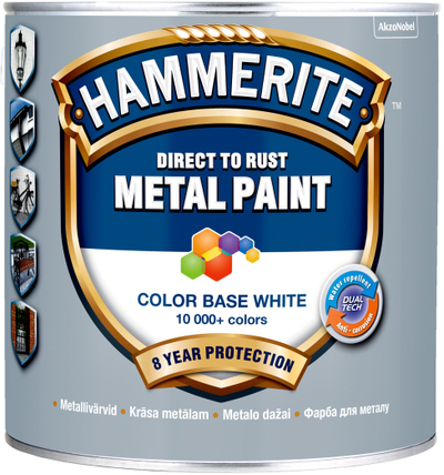 Bojë metalike Hammerite Smooth Finish BC, 2.35L, bazë e bardhë, e nuancueshme