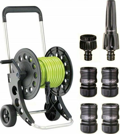 Set karrocë me zorrë uji Claber Aquaviva, 20 m 1/2", me rrota, jeshile