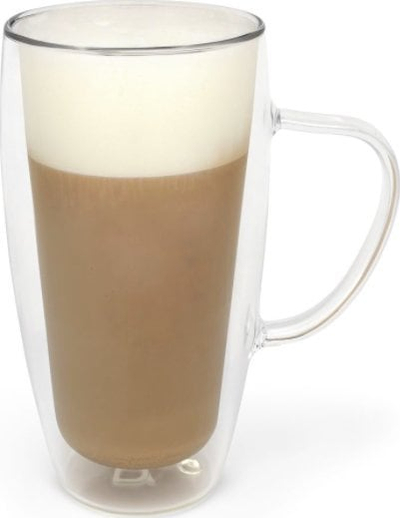 Сет чаши за латe макијато Бредемајер 165015, 400 ml, стакло со двојни ѕидови, транспарентно