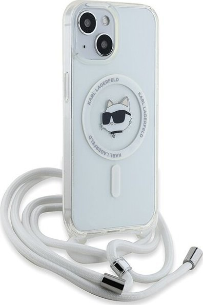 Kavanoz mbrojtës Karl Lagerfeld IML Crossbody Choupette Head MagSafe, për iPhone 15, transparent