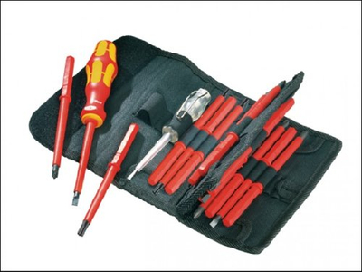 Сет шрафцигери Wera Kraftform VDE Compact 003474, 16 парчиња, изолиран за електричари, црвен