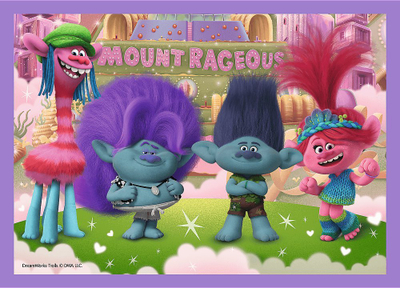 Puzzle 4in1 TREFL Adventures of Colorful Trolls, set me 4 puzzle, shumëngjyrësh