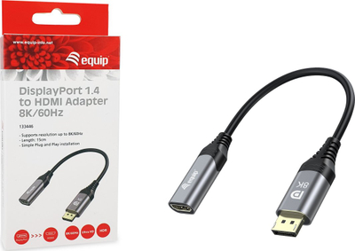 Adapter DisplayPort në HDMI Equip 1.4, 8K 60Hz, i zi