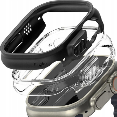 Заштитна рамка Ringke Slim за Apple Watch Ultra 49mm, сет 2 парчиња, проѕирна и црна мат