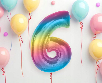 Balonë folie Number Rainbow 6, 92 cm, shumëngjyrëshe