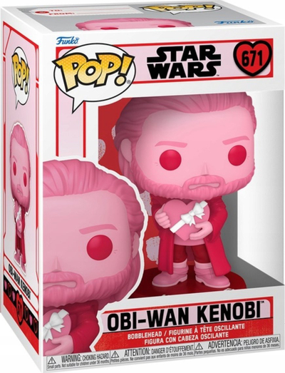 Figurë vinili Funko POP Star Wars Obi-Wan Kenobi Valentines 671, koleksion për vitrinë, rozë me të kuqe
