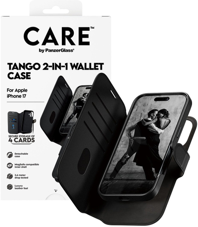 Këllëf portofol PanzerGlass CARE by Feature Case Tango, MagSafe, për iPhone 17, i zi