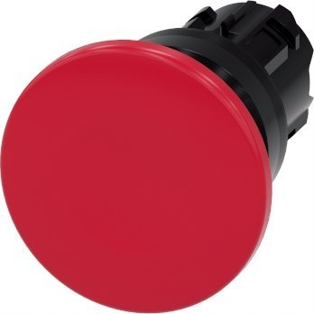 Buton sigurie Siemens 3SU1000-1BD20-0AA0, Ø22mm, kokë Ø40mm, i kuq