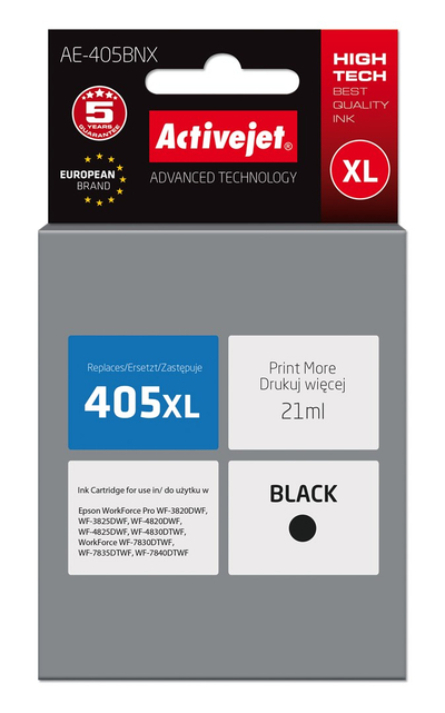 Ngjyrë për printer Activejet AE-405BNX (zëvendësim për Epson 405XL C13T05H14010), 21 ml, e zezë