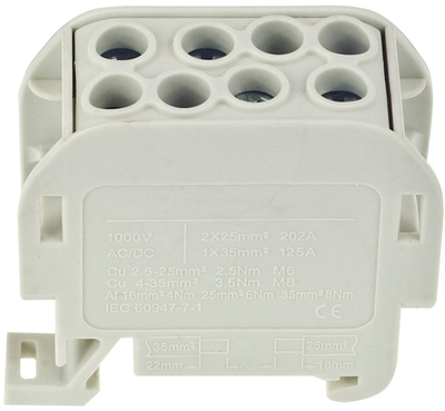 Bllok terminal njëpolësh Incobex ZGX 1x35/2x25 mm², për Al/Cu, gri
