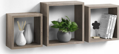 Декоративна ѕидна полица Cube Decorative X3, сет 3 парчиња, МДФ, беж