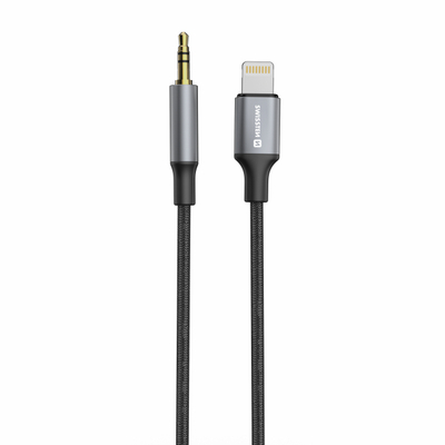 Audio Adapter Swissten Lightning - 3,5 mm, 1.5m, e Zezë/Hiri