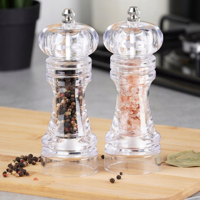 Set mullinj piper dhe kripë Vilde, akrilik, 16 cm, transparent, 2 copë
