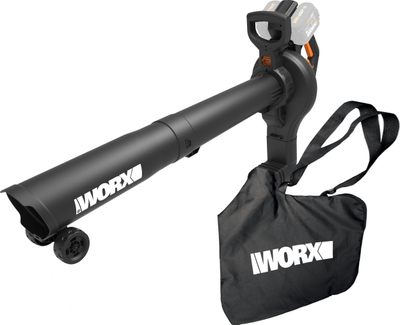 Правосмукалка за лисја Worx WG583E.9, 2 во 1 вшмукувач и дувач, без батерија, портокалова