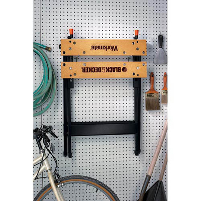 Tavolinë pune portabël Black+Decker Workmate WM301, me kapëse fikse, skelet metalik, dru natyral dhe e zezë