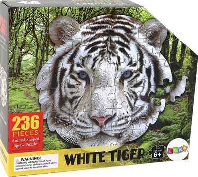 Puzzle LEAN White Tiger, 236 copa, në formë koke tigri, shumëngjyrësh