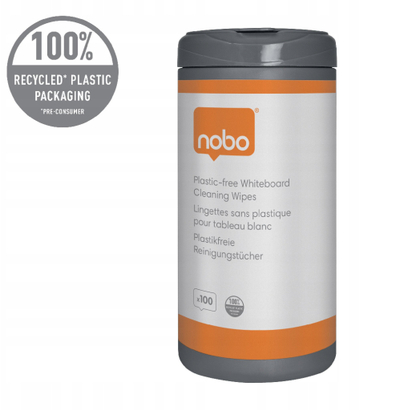 Lecka pastruese për tabela të bardha Nobo Plastic-free, 100 copë, kuti me kapak