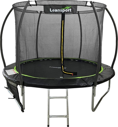 Trampolinë për kopsht Lean Sport 10653, me rrjetë mrena, 183 cm, e zezë