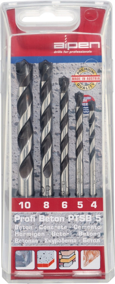 Set stërvilash për beton Alpen 22700222100, tungsten karbide, gri