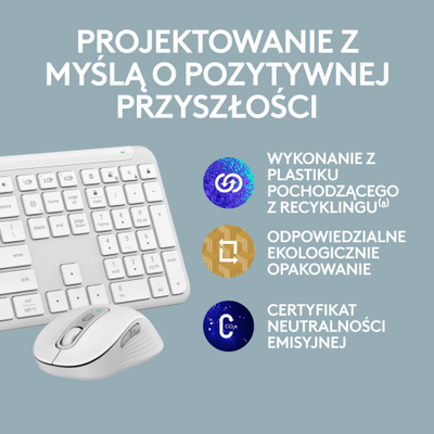 Тастатура Logitech Signature Slim MK950 + глувче (920-012491), бела боја