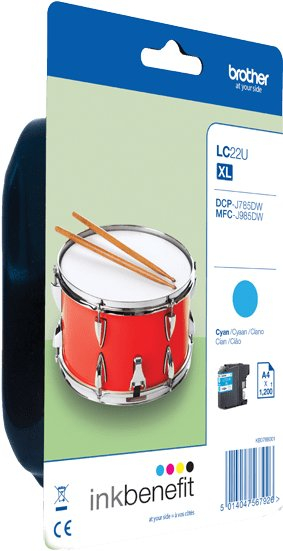 Kartutxh boje Brother LC22UCBP XL, cyan, origjinal