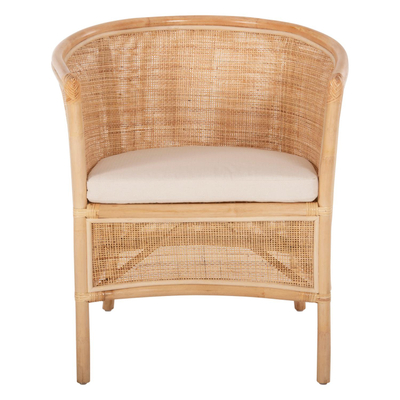 Karrige Apron rattan perforuar natyral jastëk i bardhë 75×70×85 cm (HM9818), bardhë