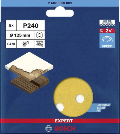Disk letre gërryese Bosch Expert C470, 125mm, granulë 240, pako me 5 copë