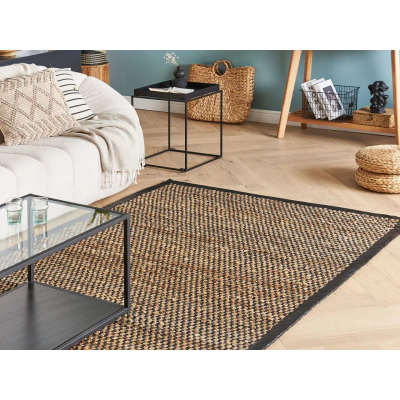 Tapet GERCE Jute, 140 x 200 cm, material jute, e zezë bezhë