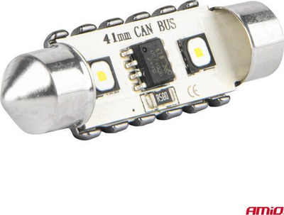 Llambë LED CANBUS AMiO C5W 04250, 41mm, 12SMD 12/24V, dritë e bardhë