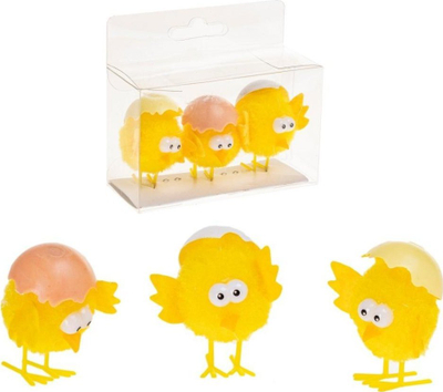 Figurina zbukuruse BREWIS zogj Pashke, set me 3 copë, 4.5×2.5 cm, të verdha
