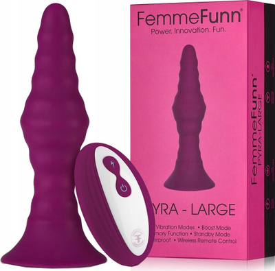 Интимна вибрирачка играчка FemmeFunn Pyra Large, далечински управувач без жици, водоотпорна, темно фуксија боја