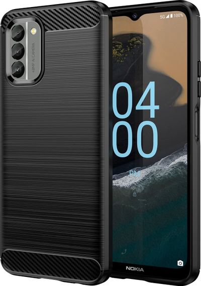 Mbrojtëse telefoni Hurtel Carbon Case Nokia G400, silikon fleksibël, efekt fibrë karboni, e zezë