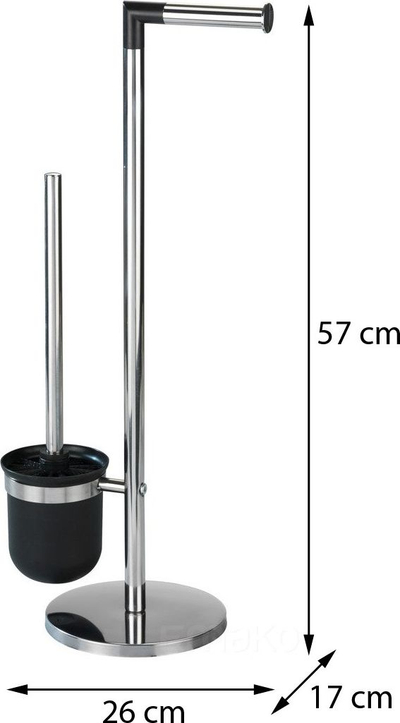 Mbajtëse letre higjienike me furçë Wenko Parus, çelik inox, ngjyrë argjendi