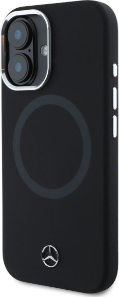Kapak telefoni Mercedes për iPhone 16 6.1", silikon, MagSafe, i zi