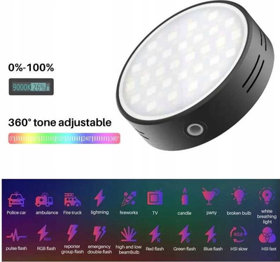 Dritë video LED Ulanzi R66 RGB, 5W, 2000mAh, e zezë