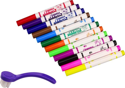 Set kreativ Lean Toys Scribble Scrubbie, 6 kukulla kafshësh, 12 markera, shumëngjyrësh