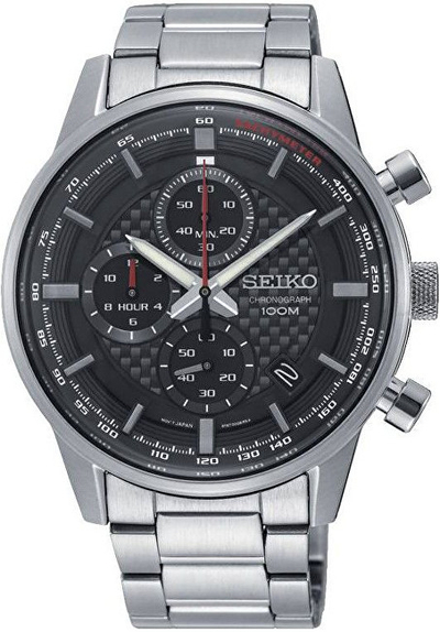 Orë dore Seiko SSB313P1, e zezë & e argjendtë