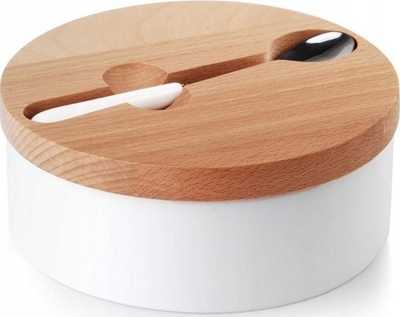 Sheqerkore Affek Design Mondex, porcelan, kapak druri me lugë, e bardhë