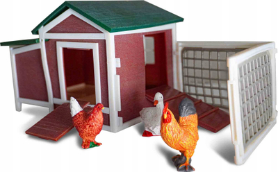 Set loje fermë Bburago Farmland Chicken Coop, shkalla 1:43, 17 pjesë, shumëngjyrësh