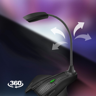 Mikrofon tavoline Vertux VertuMic-1, omidireksional, USB 3.5mm, i zi