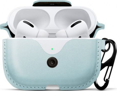 Këllëf lëkure Twelve South Airsnap Pro për AirPods Pro, me S-clip, blu e çelët