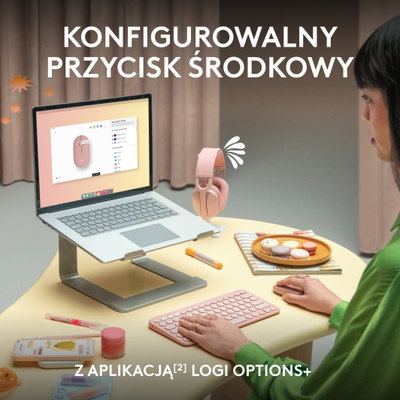 Maus Logitech Pebble 2 M350s (910-007015), Bluetooth, kompakt, i zi/grafit, rozë, i bardhë